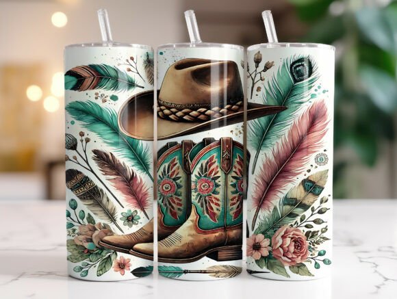 Boho Western Cowgirl Feather Tumbler PNG Review for Real Projects