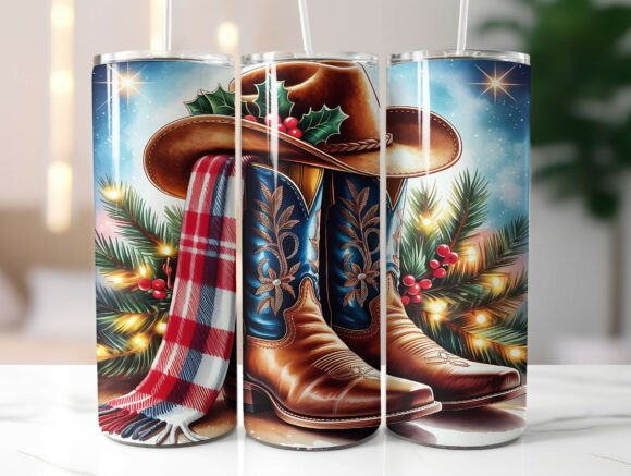 Cowboy Boots Hat Christmas Tumbler Wrap Review