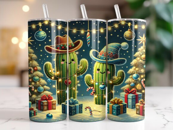 Cowboy Cactus Christmas Tumbler Wrap PNG Review