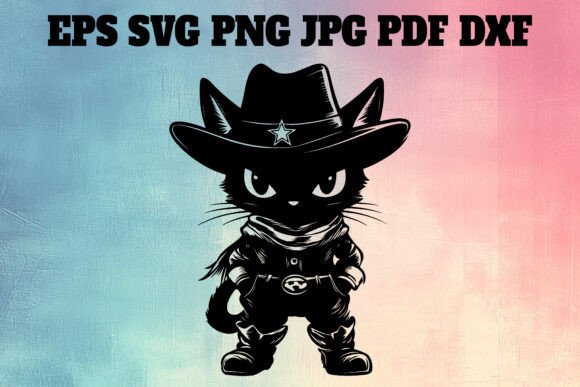 Cute Cowboy Cat Silhouette Clipart Review