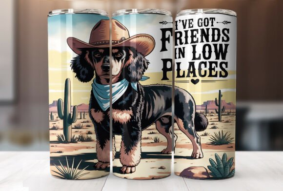 Funny Cowboy Poodle Dog Tumbler Wrap PNG Review for Embroidery Projects