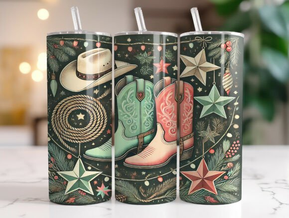 Rustic Cowboy Christmas Tumbler Wrap PNG Review for Embroidery Projects