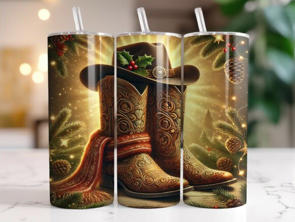 Western Cowboy Christmas Tumbler Wrap